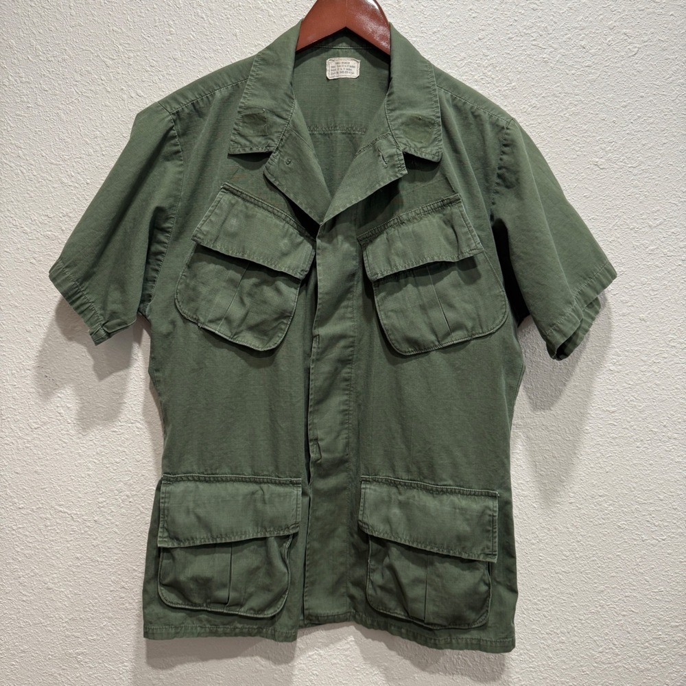 Vintage 1969 US Military Tropical Combat Coat Ripstop OG-107 Small Regular